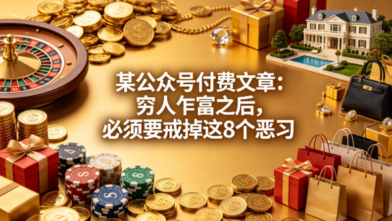某公众号付费文章：穷人乍富之后，必须要戒掉这8个恶习-福源网创资源站