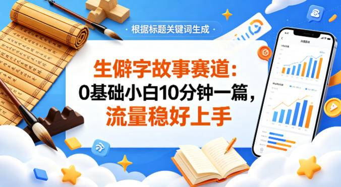 公众号流量主——生僻字故事赛道，流量稳，好上手，0基础小白也能10分钟一篇-福源网创资源站