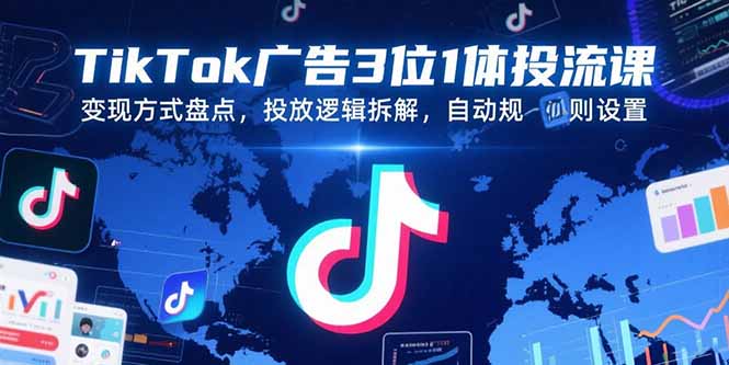TikTok广告3位1体投流课，变现方式盘点，投放逻辑拆解，自动规则设置-福源网创资源站