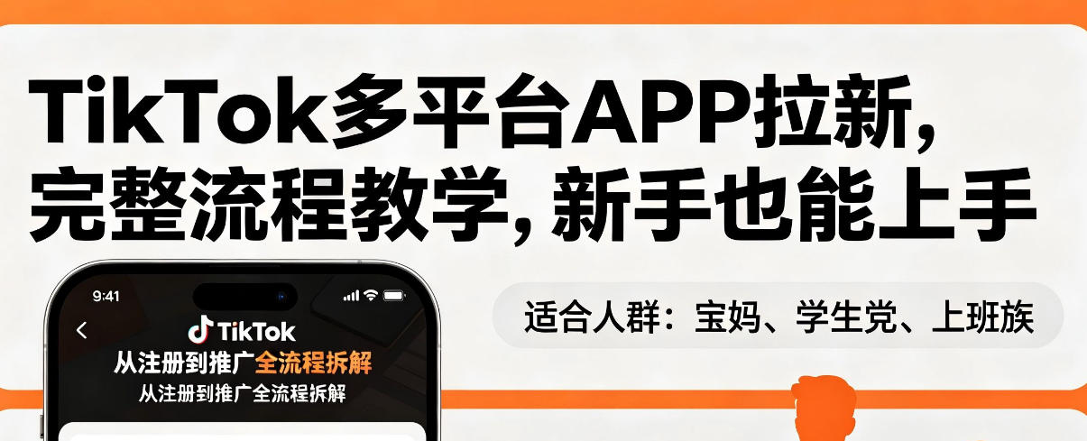 TikTok多平台APP拉新，完整流程教学，新手也能上手，轻松出海搞美金-福源网创资源站