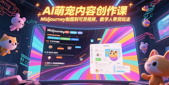 AI萌宠内容创作课，Midjourney制图到可灵视频，数字人带货玩法-福源网创资源站