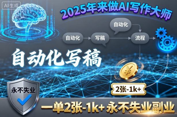 2025年来做AI写作大师，自动化写稿，一单2张-1k+，永不失业副业-福源网创资源站