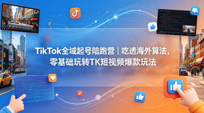 TikTok全域起号陪跑营｜吃透海外算法，零基础玩转TK短视频爆款玩法-福源网创资源站