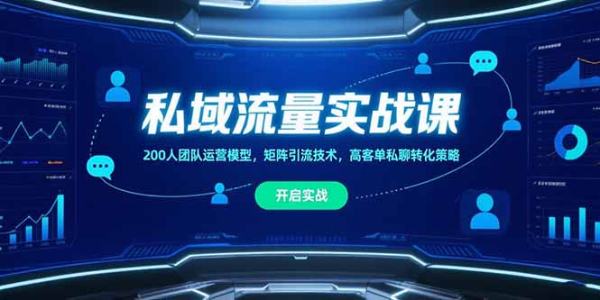 私域流量实战课，200人团队运营模型，矩阵引流技术，高客单私聊转化策略-福源网创资源站
