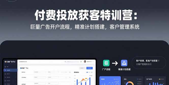 付费投放获客特训营：巨量广告开户流程，精准计划搭建，客户管理系统-福源网创资源站