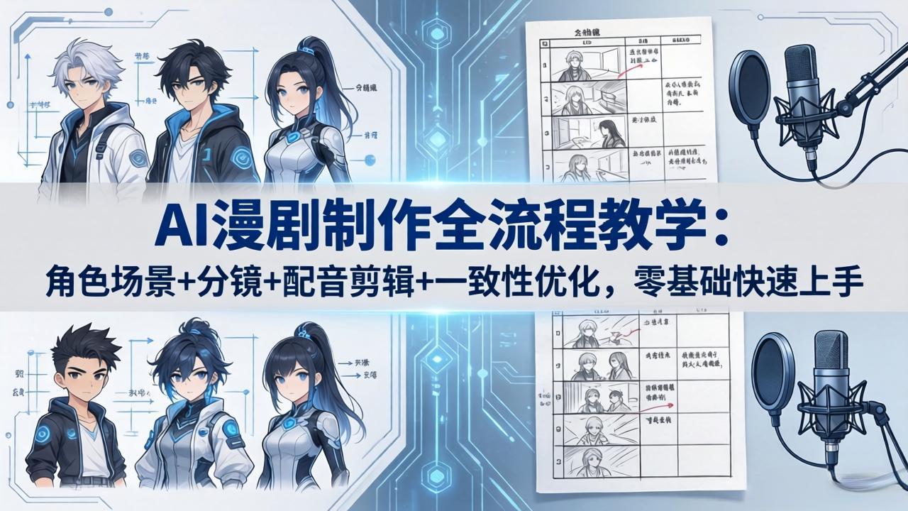 AI漫剧制作全流程教学：角色场景+分镜+配音剪辑+一致性优化，零基础快速上手-福源网创资源站