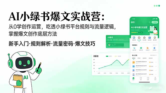 AI 小绿书爆文实战营：从0学创作运营，吃透小绿书平台规则与流量逻辑，掌握爆文创作底层方法-福源网创资源站