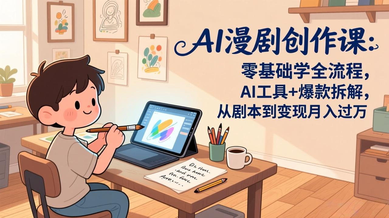 AI漫剧创作课：零基础学全流程，AI工具+爆款拆解，从剧本到变现月入过万-福源网创资源站