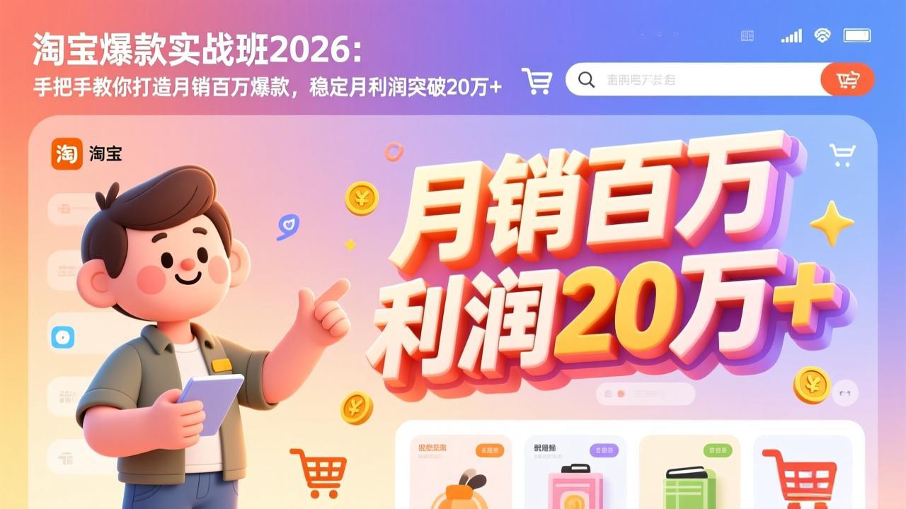 淘宝爆款实战班-2026年2月更新：手把手教你打造月销百万爆款，稳定月利润突破20万+-福源网创资源站