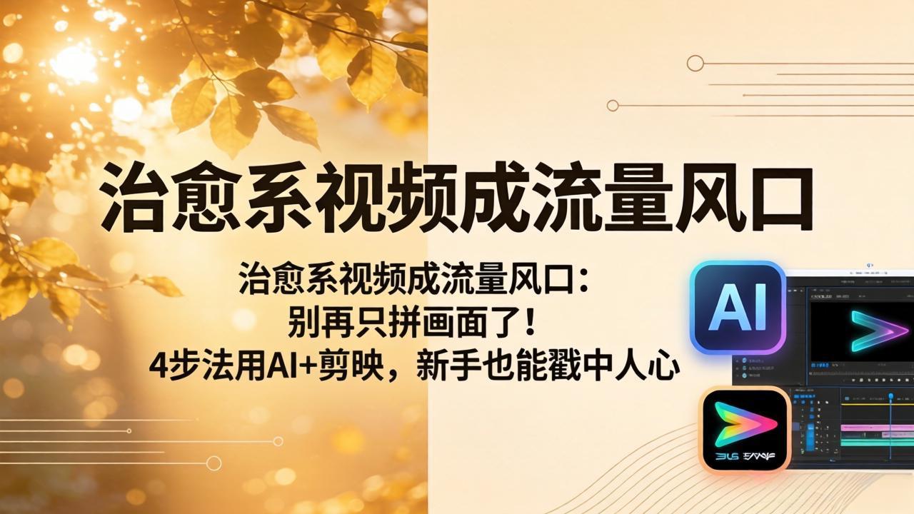 治愈系视频成流量风口：别再只拼画面了！4步法用AI+剪映，新手也能戳中人心-福源网创资源站