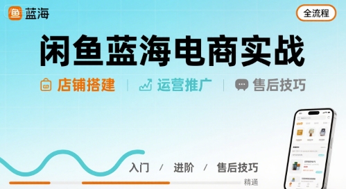 闲鱼蓝海电商实战，店铺搭建运营售后全流程-福源网创资源站