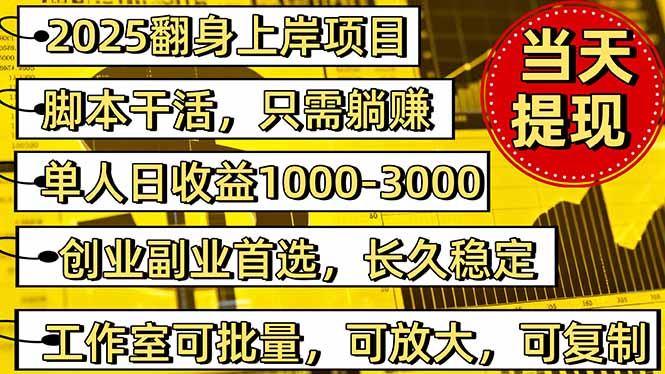 2025翻身上岸项目脚本干活，内部客户经理内部开号，单人日收益1000-300…-福源网创资源站