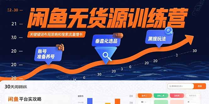 闲鱼无货源训练营：账号准备养号/垂直化选品/黑搜玩法，0基础30天盈利指南-福源网创资源站