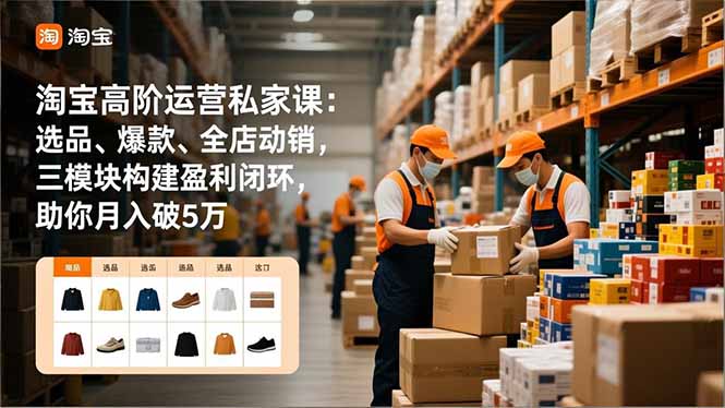 淘宝高阶运营私家课：选品、爆款、全店动销，三模块构建盈利闭环，助你月入破5万(更新12月-福源网创资源站