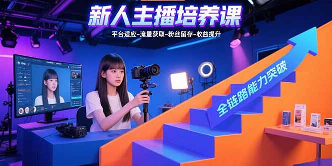 新人主播培养课：平台适应-流量获取-粉丝留存-收益提升 全链路能力突破-福源网创资源站