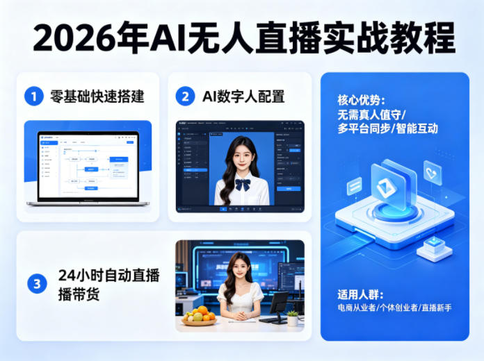 2026年AI无人直播实战教程，零基础也能快速搭建AI数字人无人直播间，实现24小时自动直播带货-福源网创资源站