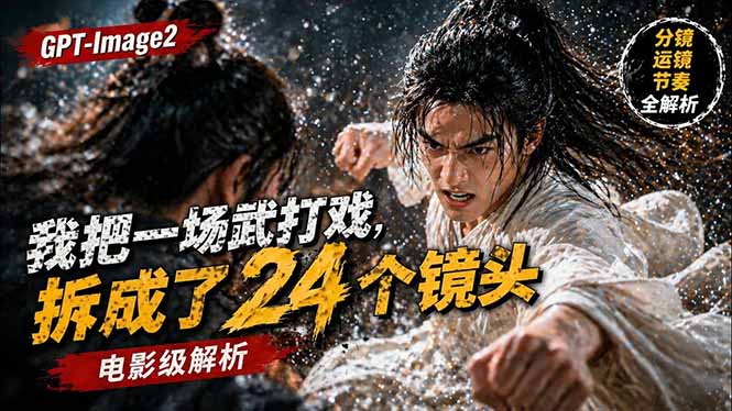用GPT-Image2，把一段武打对决拆成24个连续镜头，从人物建立、动作衔接、运镜节奏，到情绪爆发-福源网创资源站