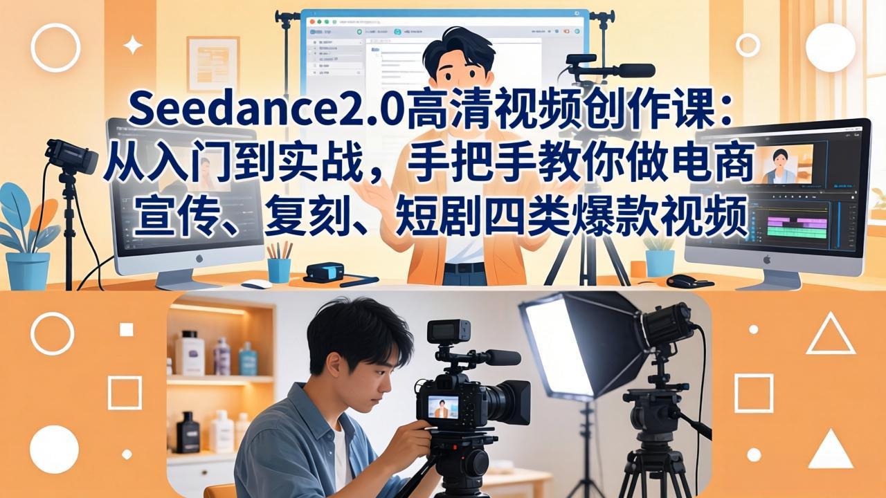 Seedance2.0高清视频创作课:从入门到实战,手把手教你做电商、宣传、复刻、短剧四类爆款视频-福源网创资源站