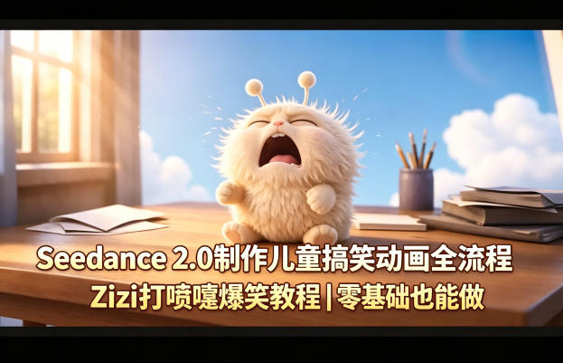 Seedance 2.0制作儿童搞笑动画全流程Zizi打喷嚏爆笑教程｜零基础也能做-福源网创资源站