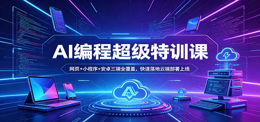 AI编程超级特训课：网页+小程序+安卓三端全覆盖，快速落地云端部署上线-福源网创资源站