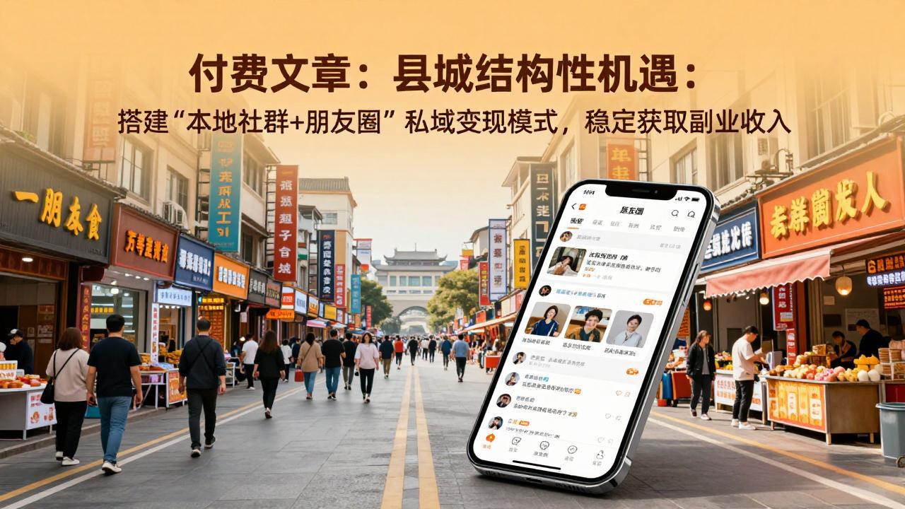 付费文章：县城结构性机遇：搭建“本地社群+朋友圈”私域变现模式，稳定获取副业收入-福源网创资源站