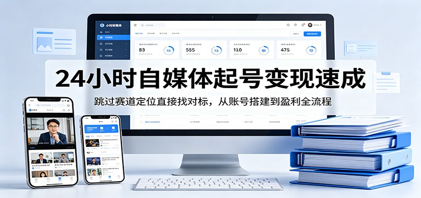 24小时自媒体起号变现速成，跳过赛道定位直接找对标，从账号搭建到盈利全流程-福源网创资源站