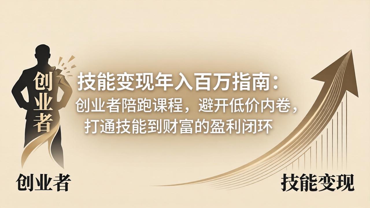 技能变现年入百万指南：创业者陪跑课程，避开低价内卷，打通技能到财富的盈利闭环-福源网创资源站
