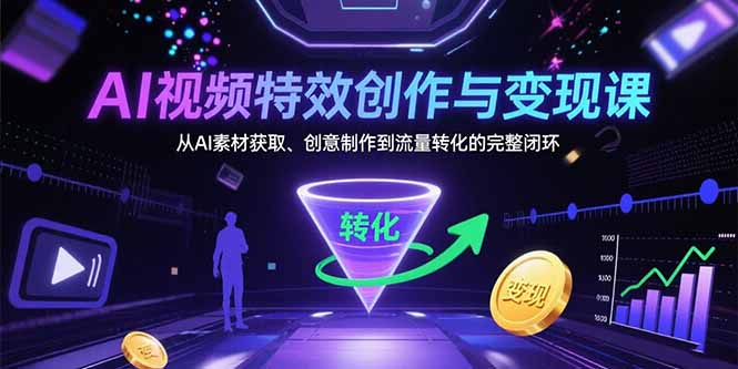 AI视频特效创作与变现课：从AI素材获取、创意制作到流量转化的完整闭环-福源网创资源站