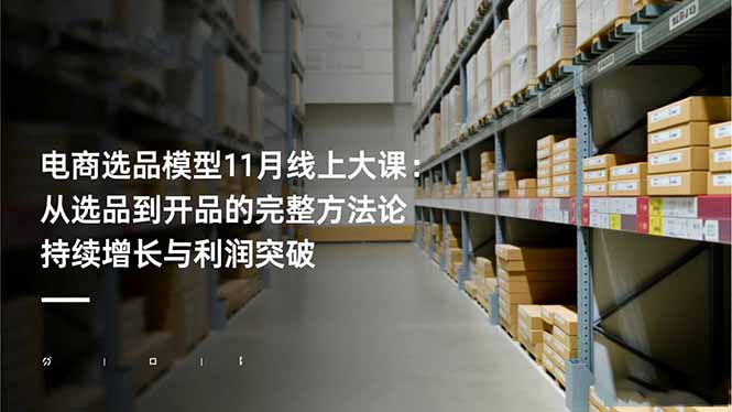 电商选品模型11月线上大课：从选品到开品的完整方法论 持续增长与利润突破-福源网创资源站