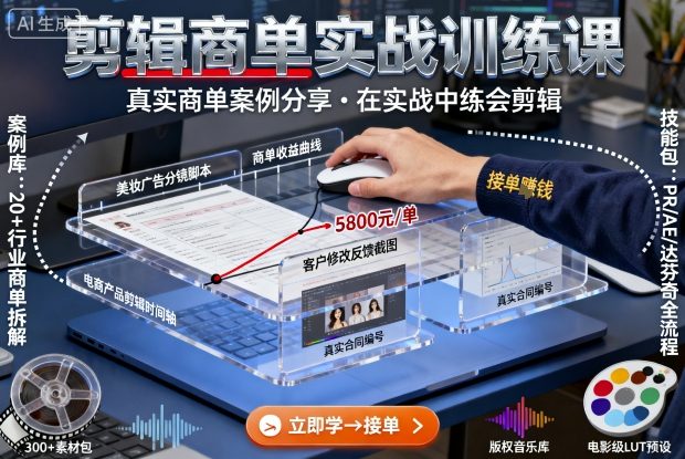 剪辑商单实战训练课,真实商单案例分享,在实战中练会剪辑-福源网创资源站