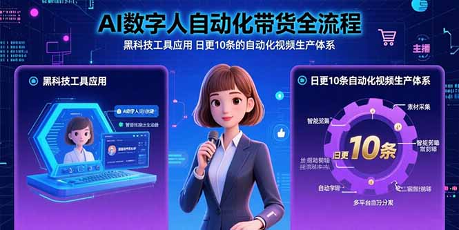 AI数字人自动化带货全流程：黑科技工具应用 日更10条的自动化视频生产体系-福源网创资源站