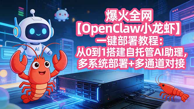 爆火全网【OpenClaw 小龙虾】一键部署教程：从0到1搭建自托管AI助理，多系统部署+多通道对接-福源网创资源站