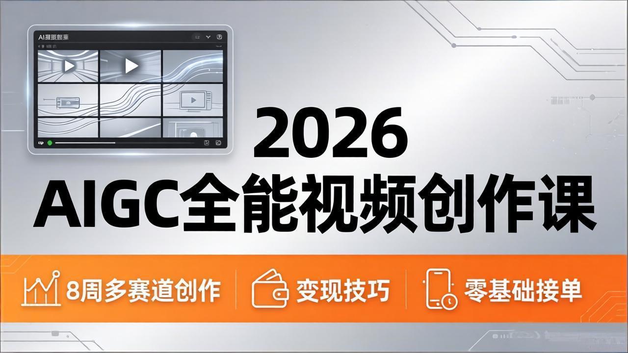 2026AIGC全能视频创作课，8周吃透多赛道创作+变现，零基础也能高效出片接单-福源网创资源站