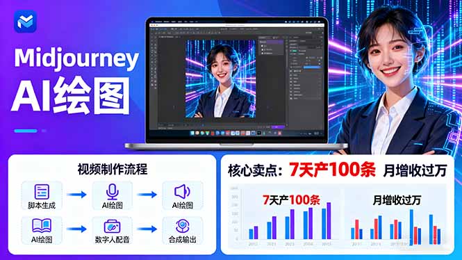 AI绘图照片开口说话视频制作：Midjourney+数字人，7天产100条月增收过万-福源网创资源站