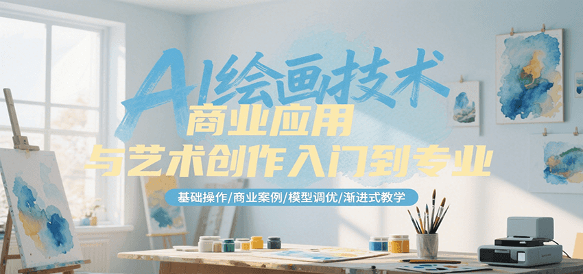 AI绘画技术商业应用与艺术创作入门到专业，基础操作/商业案例/模型调优/渐进式教学-福源网创资源站