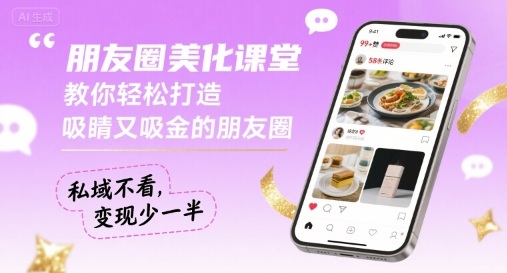 朋友圈美化课堂，教你轻松打造，吸睛又吸金的朋友圈，私域不看，变现少一半-福源网创资源站