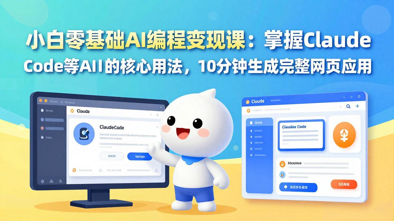 小白零基础AI编程变现课：掌握Claude Code等AI工具的核心用法，10分钟生成完整网页应用-福源网创资源站
