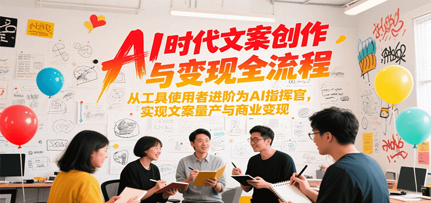 AI时代文案创作与变现全流程，从工具使用者进阶为AI指挥官，实现文案量产与商业变现-福源网创资源站