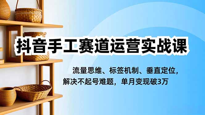 抖音手工赛道运营实战课，流量思维、标签机制、垂直定位，解决不起号难题，单月变现破3万-福源网创资源站