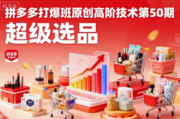 拼多多打爆班原创高阶技术第50期,超级选品-福源网创资源站