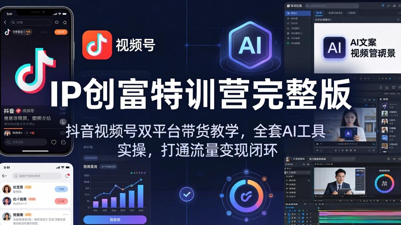 IP创富特训营完整版：抖音视频号双平台带货教学，全套AI工具实操，打通流量变现闭环-福源网创资源站