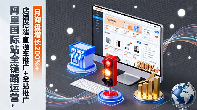 阿里国际站全链路运营，店铺搭建+直通车推广+全站推广，月询盘增长200%+-福源网创资源站