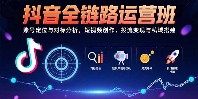 抖音全链路运营班：账号定位与对标分析，短视频创作，投流变现与私域搭建-福源网创资源站
