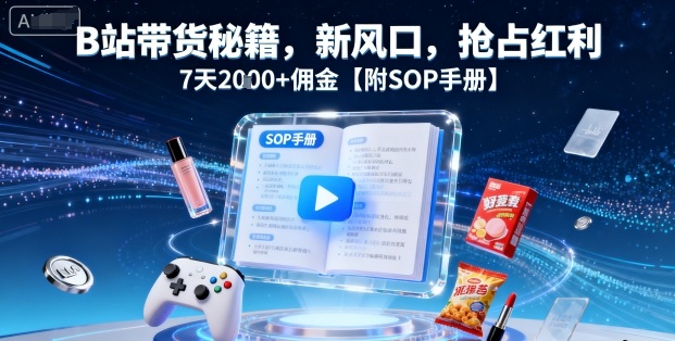 B站带货秘籍，新风口，抢占红利，7天2k+佣金【附SOP手册】-福源网创资源站