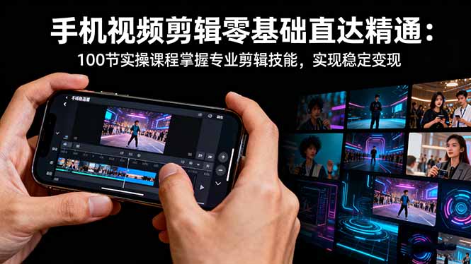 手机视频剪辑零基础直达精通：100节实操课程掌握专业剪辑技能，实现稳…-福源网创资源站