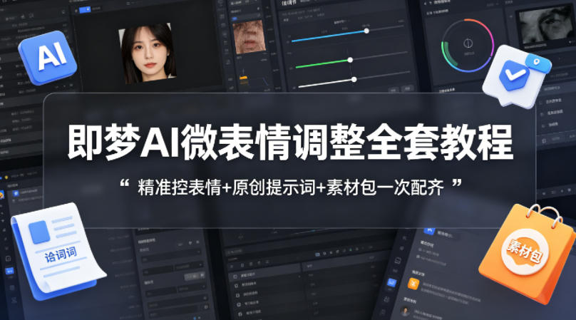 即梦AI微表情调整全套教程，精准控表情+原创提示词+素材包一次配齐-福源网创资源站