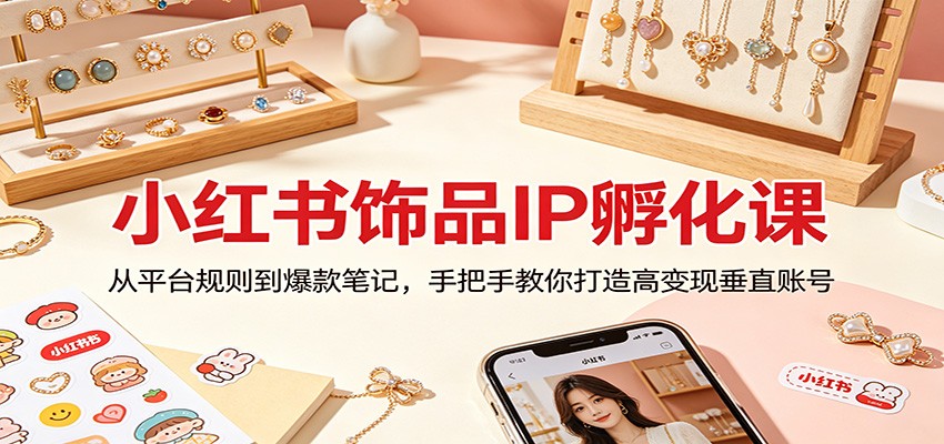 小红书饰品IP孵化课：从平台规则到爆款笔记，手把手教你打造高变现垂直账号-福源网创资源站