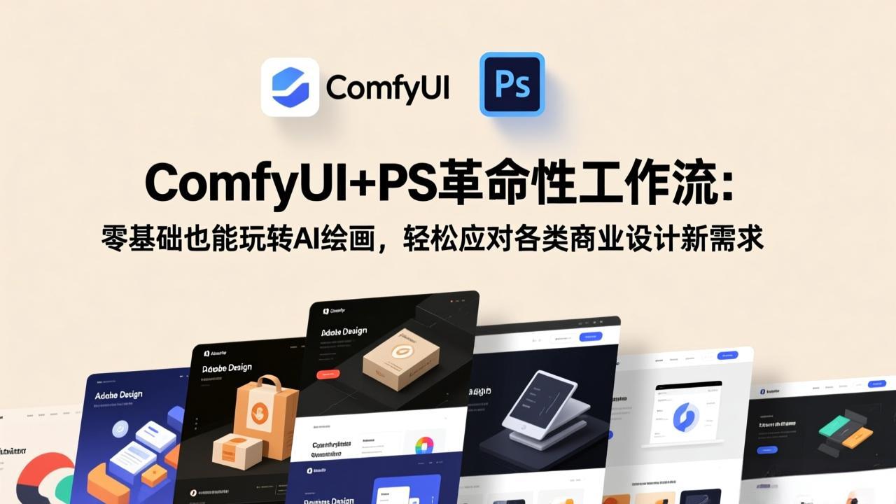 ComfyUI+PS革命性工作流：零基础也能玩转AI绘画，轻松应对各类商业设计新需求-福源网创资源站