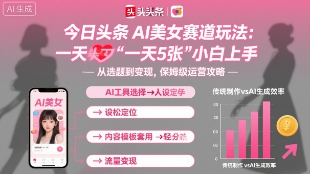 今日头条AI美女赛道玩法,一天轻松5张,小白轻松上手-福源网创资源站