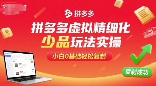 拼多多虚拟精细化少品玩法实操，小白0基础轻松复制-福源网创资源站